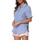 thumbnail image 4 of INSPIRE CHIC Camisas de botón para mujeres, blusas de algodón casuales de manga corta con bolsillos XL Gris Azul, 4 of 6