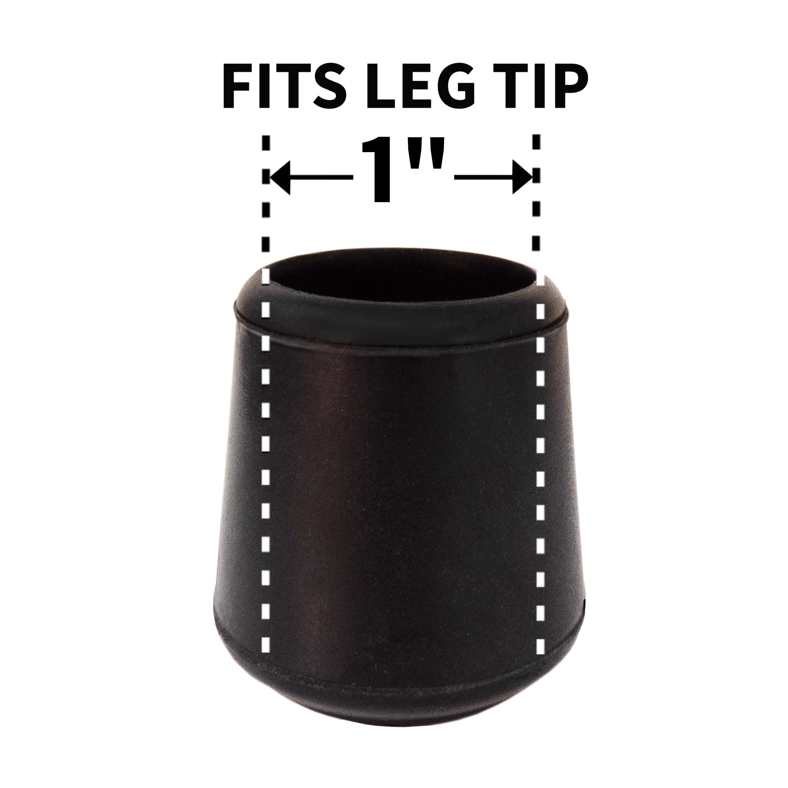 Super Sliders Non-Slip Rubber Furniture Leg Tips 1 inch 4 Pack Black
