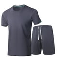 thumbnail image 1 of Styesk Mens Outfits 2 Piece Men's Solid Color Round Neck Shorts Short Sleeved Casual Fashion Set, 1 of 8