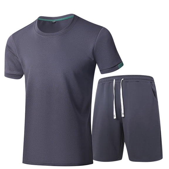 gbyLJF Men's Outfits 2 Piece Summer Tracksuits Solid Color Casual Sweatshirt and Shorts Set Short Sleeve Sweatsuits with Pockets