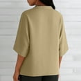 thumbnail image 5 of Favoffer Women Linen Blouses 3/4 Sleeve V Neck Pullover Solid Color Loose Fit Casual Spring Summer Tops for Outdoor Street Vacation Dating, 5 of 8