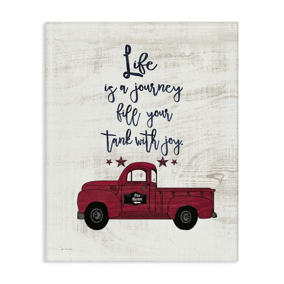 Stupell Industries Cottage Fill Your Tank With Joy Vintage Truck Illustration Canvas Art, 24 x 30, by Jo Moulton