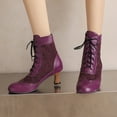 thumbnail image 5 of Mepaouo Women Vintage Victorian Lace up Boots Kitten Heel Walking Ankle Short Booties(Purple,8.5), 5 of 9