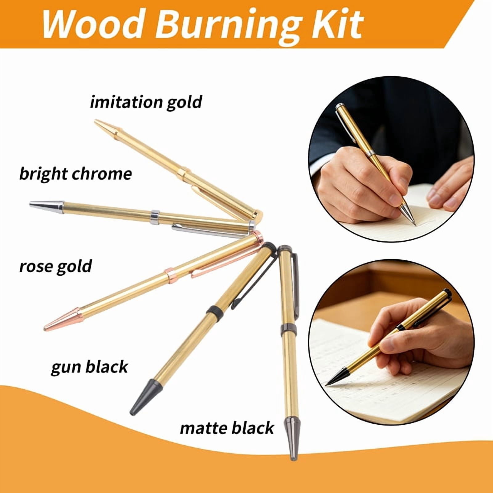 Katigan 10 Sets of Wood Turning Pen Kit Project Supplies 7mm Slim Pen Kit with Refills and Pen Blanks Wood for Lathe Turning