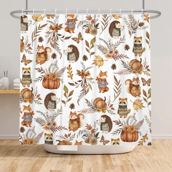 Tchckioa Fall Cute Cartoon Shower Curtain,47x64 Inch Privacy Protection Hooks Bath Curtain for Bathtub