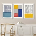 thumbnail image 3 of IDEA4WALL Framed Canvas Print Wall Art Set Mid-Century Color Block Black Stripe Collage Abstract Shapes Minimalism Boho Decorative for Living Room, Bedroom, Office - 16"x24"x3 White, 3 of 5