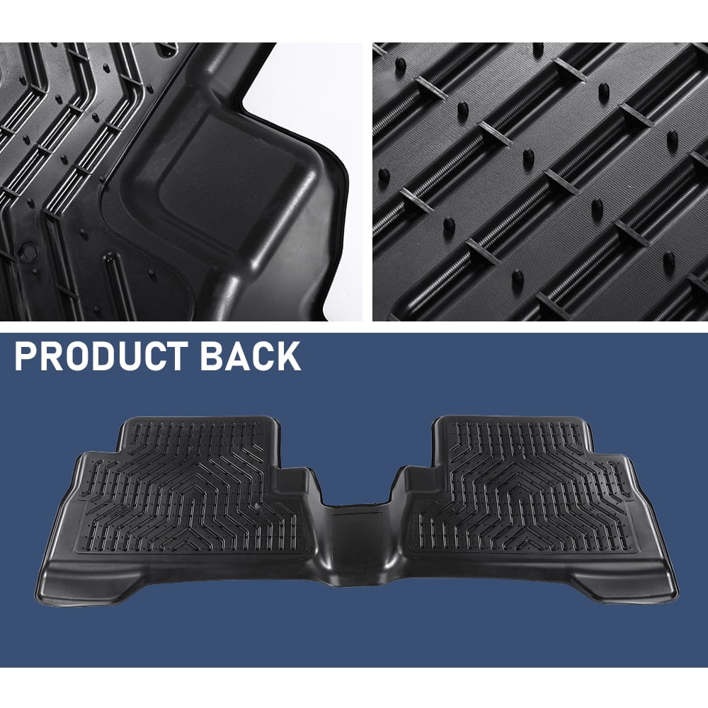 All Weather TPE Floor Mats Front & 2nd Row 3Pcs Black Fit for 2013 - 2019 Ford Escape/2013 - 2018 Ford C-Max