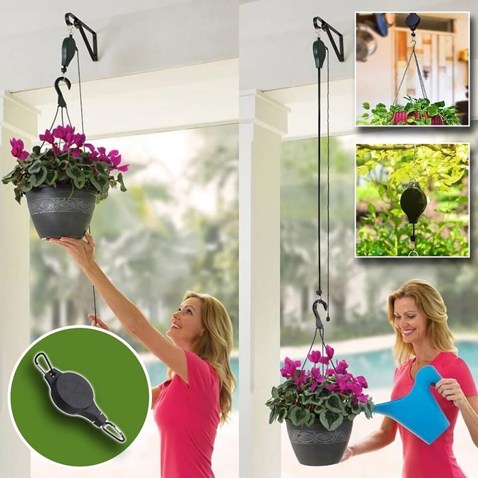Pcs Retractable Hanging Basket Pulley Pull Down Hanger Adjustable
