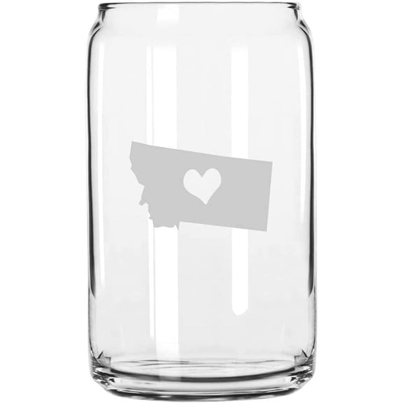 Montana Heart States Etched 16oz Libbey Can Glass