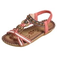 thumbnail image 5 of Rokment Womens Bohemian Beach Wedge Low Heels Dressy Sandals Ethnic Vintage Rhinestones Heart Charms Elastic Ankles Strap Comfortable Dress Walking Summer Shoes L Size 10.5, 5 of 6