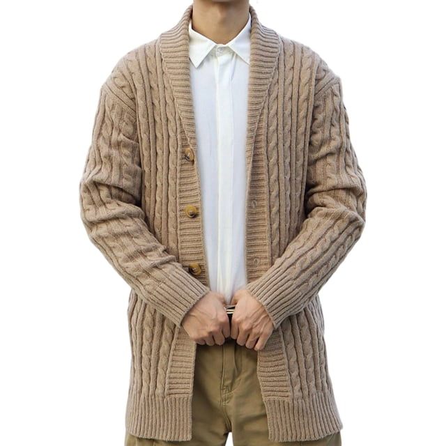 Styesk Vestes pour Hommes, Cardigan à Boutons, Col Rabattu, Manches Longues, Manteau en Laine