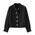 thumbnail image 6 of KICILVS Cropped Button Down Shirts for Women Collared Long Sleeve Plain Blouse Casual Trendy Tops Cute Fall Outfits Women Black, M, 6 of 6