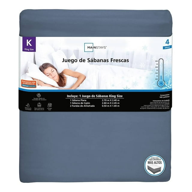 Juego De Sábanas Frescas Mainstays King Size Cool Azul