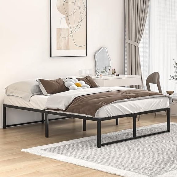 VECELO Queen Size Bed Frame,Industrial