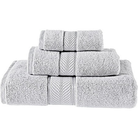 Better Homes and Gardens Egyptian Cotton 3 Piece Towel Set, Platinum Silver