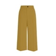 thumbnail image 6 of Qgtaibl Women's Cropped Dress Pants High Waisted Pleated Straight Leg Pants Solid Color Business Suit Trousers with Pockets Summer Capris Yellow XXXL, 6 of 9