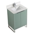 thumbnail image 3 of Fine Fixtures Opulence Collection 24 in. W x 18 in. D x 33 in. H Bathroom Vanity in Mint Green with White Matte Sintered Stone Sink - Chrome hardware, 3 of 8