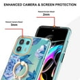 thumbnail image 3 of Allytech for Moto Edge 20 Lite/ Moto Edge 20 Fusion Case with Ring Holder Stand, Slim Shell Floral Series Bumper Anti-Scratch Shockproof Lightweight Phone Case Cover for Girls Women, Blue Flower, 3 of 4