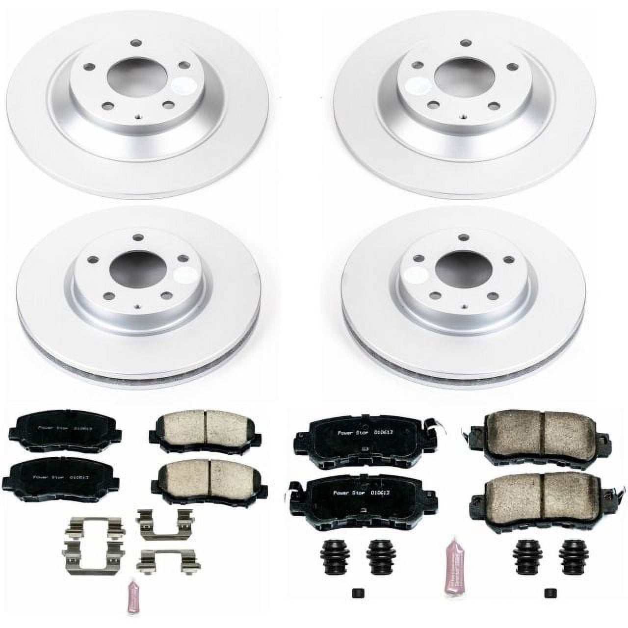 PowerStop Front and Rear Geomet Coated Brake Rotor and Pad Kit Fits: MAZDA Select Models CRK6965
