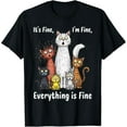 thumbnail image 2 of 100% Cotton I'm Fine It's Fine Everything is Fine Funny Cats T-Shirt, 2 of 5