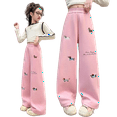 thumbnail image 6 of XXWXYD Little Girl Wide Leg Sweatpants Baggy Barrel Sweatpants for Girls Y2K Embroidered Dog Wide Leg Joggers Elastic High Waisted Cute Athleti𝖼 Trousers, 6 of 7