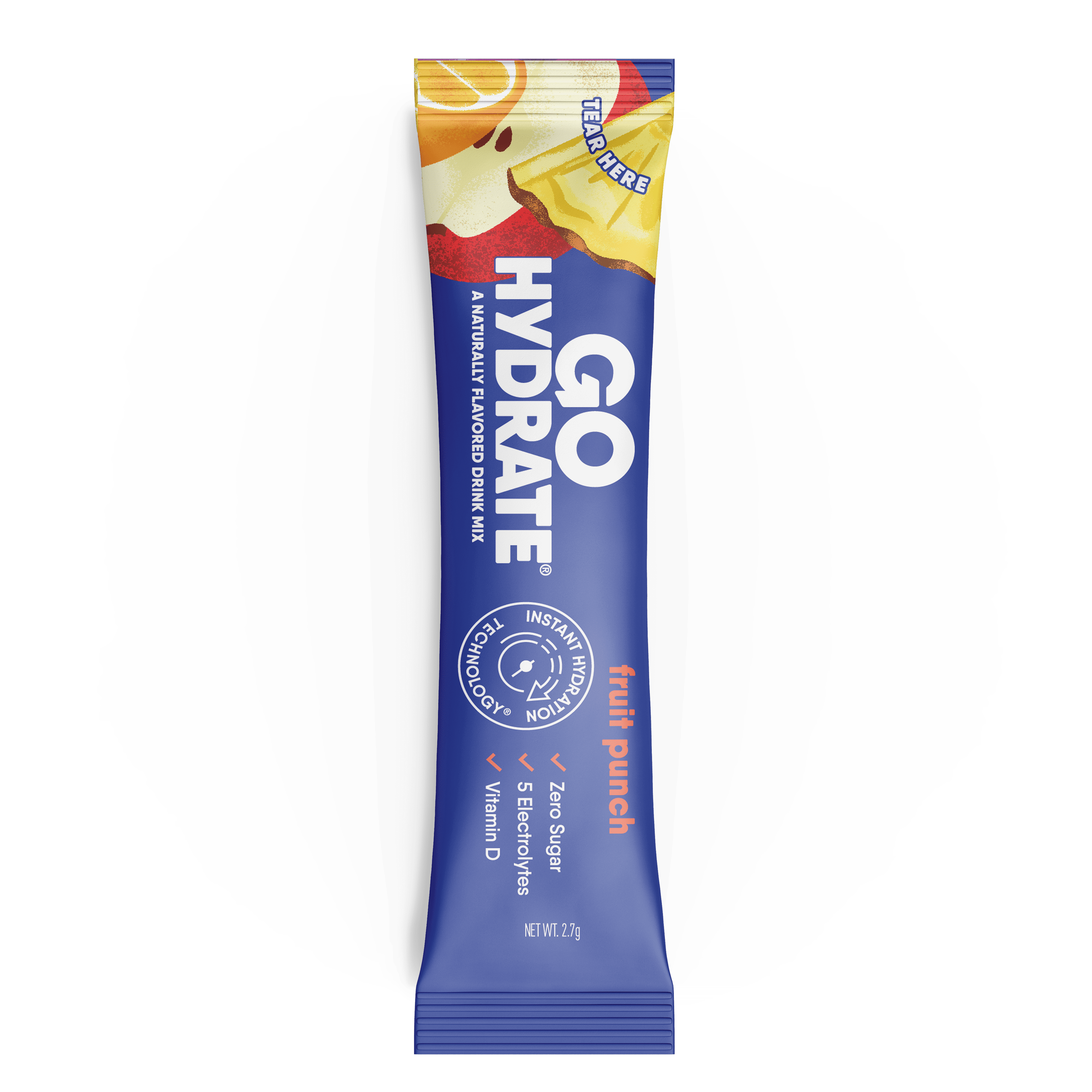 Electrolyte Hydration Drink Mix with Vitamin D, Non GMO Electrolyte Powder Hydration Pack, Fruit Punch, 30 Hydration Powder Packets - GoHydrate
