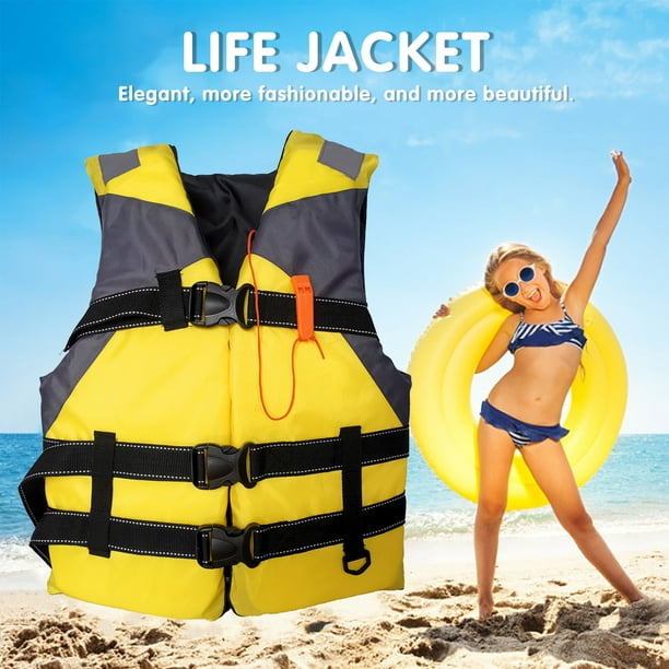 Jinveno Adults Floating Jacket Lightweight Life Vest for Fishing Swimming ( Yellow) 