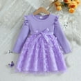 thumbnail image 4 of ZOYOEN Toddler Girls Birthday Dress- Strap Ruffle Long Sleeve Flowly Party Dresses Midi Dresses Purple Size 2 T, 4 of 5