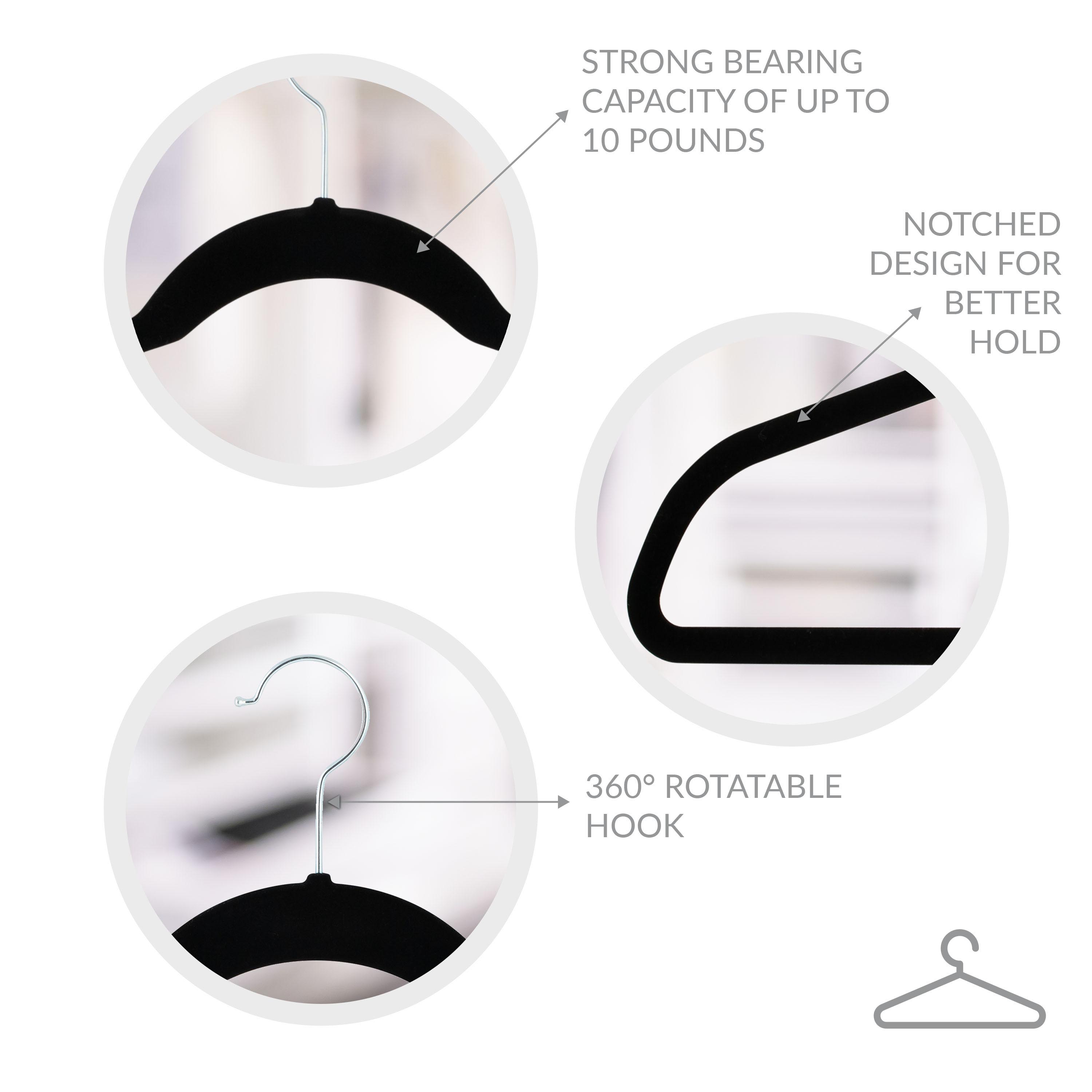 Simplify 6 Pack Extra Wide Plastic, Fabric, Metal Clothing Hanger, Black - image 4 of 8