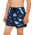 thumbnail image 6 of Kids Dinosaur Swim Trunks Boys Quick Dry Swim Shorts with Liner Navy Blue ROARRR Print,Size 2XL, 6 of 6