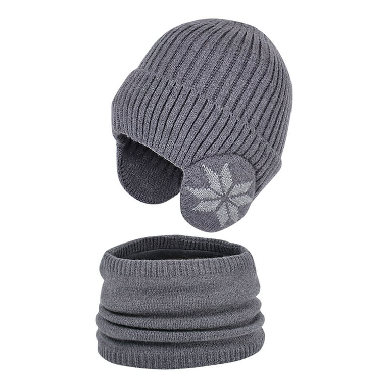 TMOYZQ Unisex Toddler Kids Winter Hats Scarf Set, Ribbed Cable