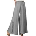thumbnail image 3 of Palazzo Pants for Women, Audhol Wide Leg Pants Women Summer Solid Color Pants High Waist Trousers Wide Leg Pants Woman Grey M, 3 of 5