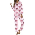 thumbnail image 3 of Womens Halloween Pajamas Casual Full Theme Printed 2 Pc Long Sleeve Pocket Button Down Lapel Shirts Loose Pants Soft Fall Winter Sleepwear Silk Comfy Loungewear Sets Woman E XXL, 3 of 6
