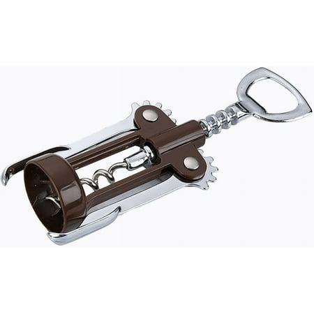 

Wine Opner Wing Corkscrew Stainless Steel Wing Corkscrew with Coil Cutter Used in Kitchen Restaurant Bars Waiters Corkscrew Beer Cap Bottles Opener for Men Women （Brown)