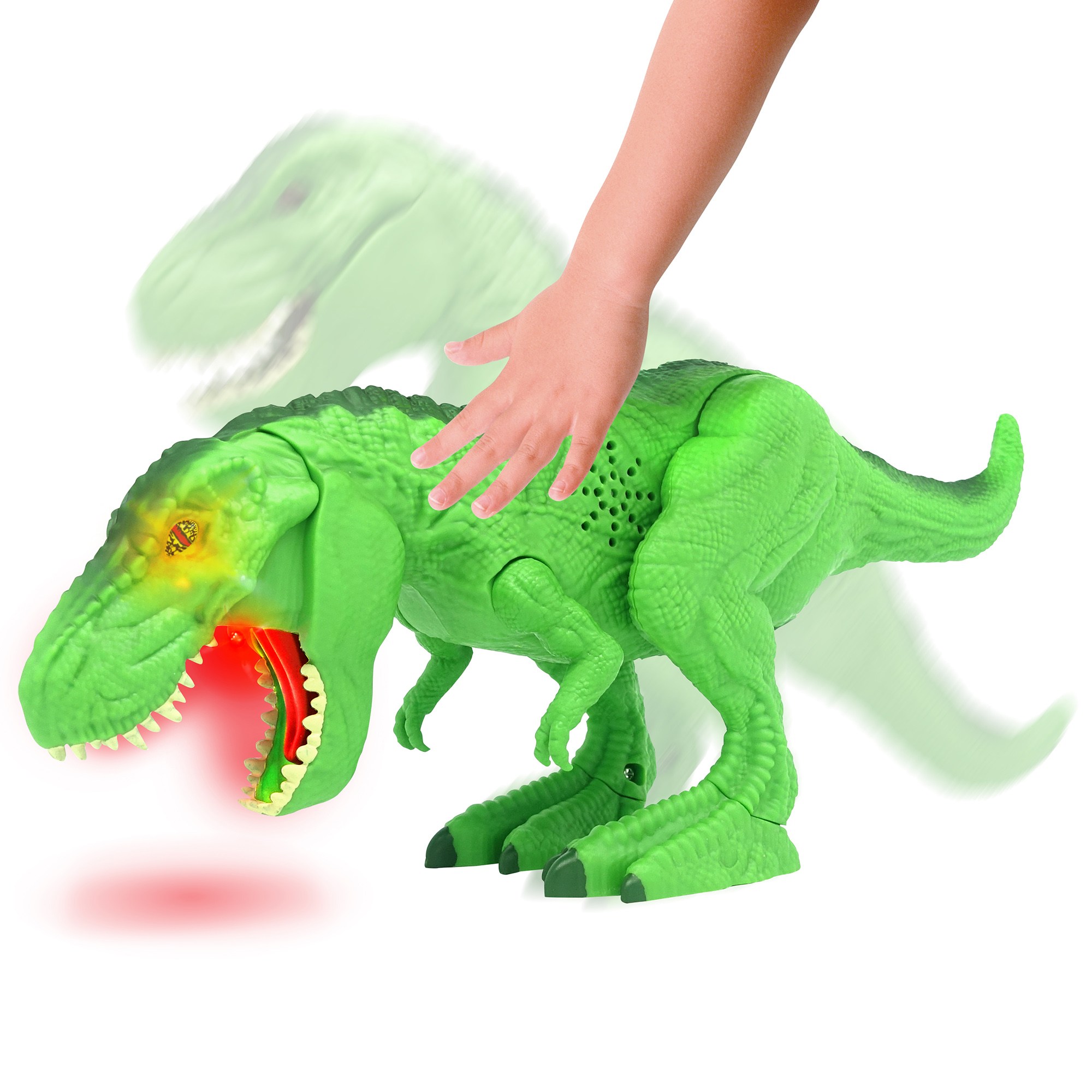 Mighty Megasaur: Bend & Bite T-Rex with Lights & Sounds Age 3-8 Action Figure, Plastic Green (12.5")