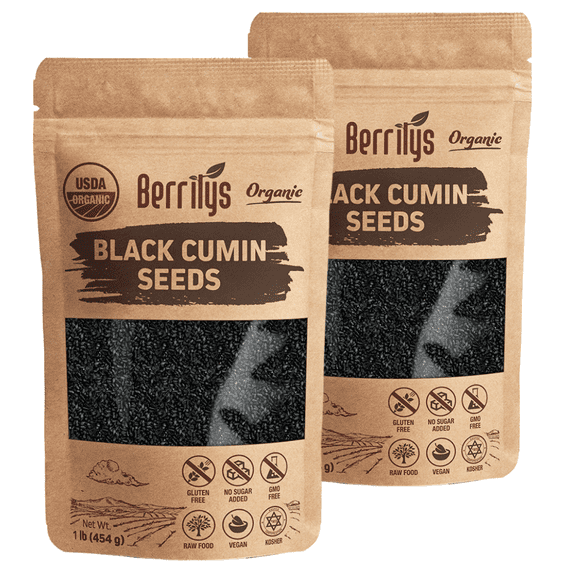 Berrilys Black Seeds, USDA Organic, 2 PACKS (2x16oz), Also Known as Nigella Sativa, Kalonji & Black Cumin Seeds, Used as Spice