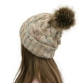 thumbnail image 2 of GZWYHT Beanies,Beanie Hats Women Casual Multicolor Outdoor Plush Ball Hats Crochet Knit Beanie Cap Winter Hats,Hats for Women Beige, 2 of 4