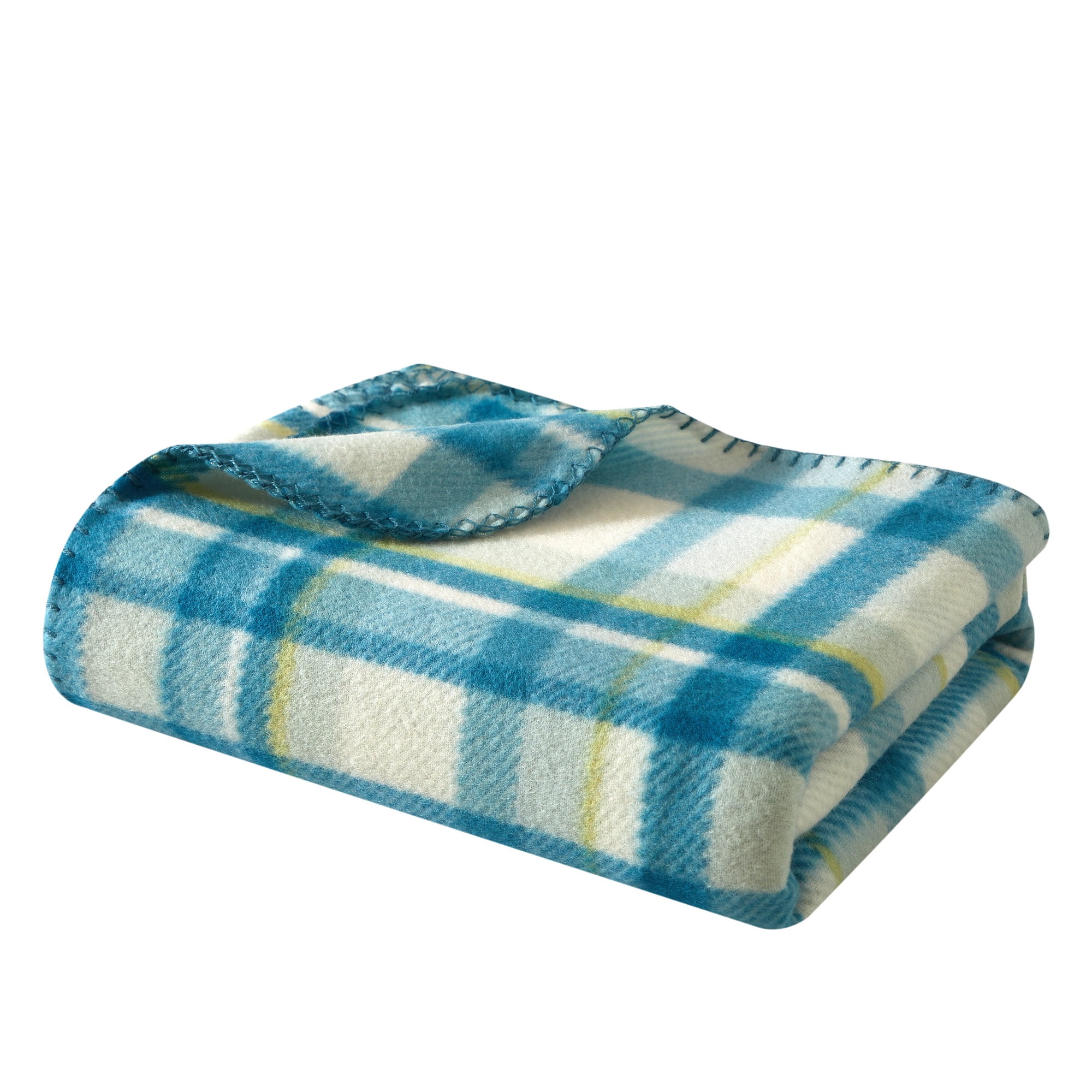 Mainstays Cozy Fleece Throw Blanket Teal Plaid 50" x 60", All Ages