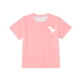thumbnail image 3 of Boys Dinosaur Print Short Sleeve T-Shirt, Front Mini T-Rex and Back Big Dino Graphic Crewneck Tee, Soft Casual Everyday Top for Kids School Outdoor Wear(Pink,4-5 Years), 3 of 3