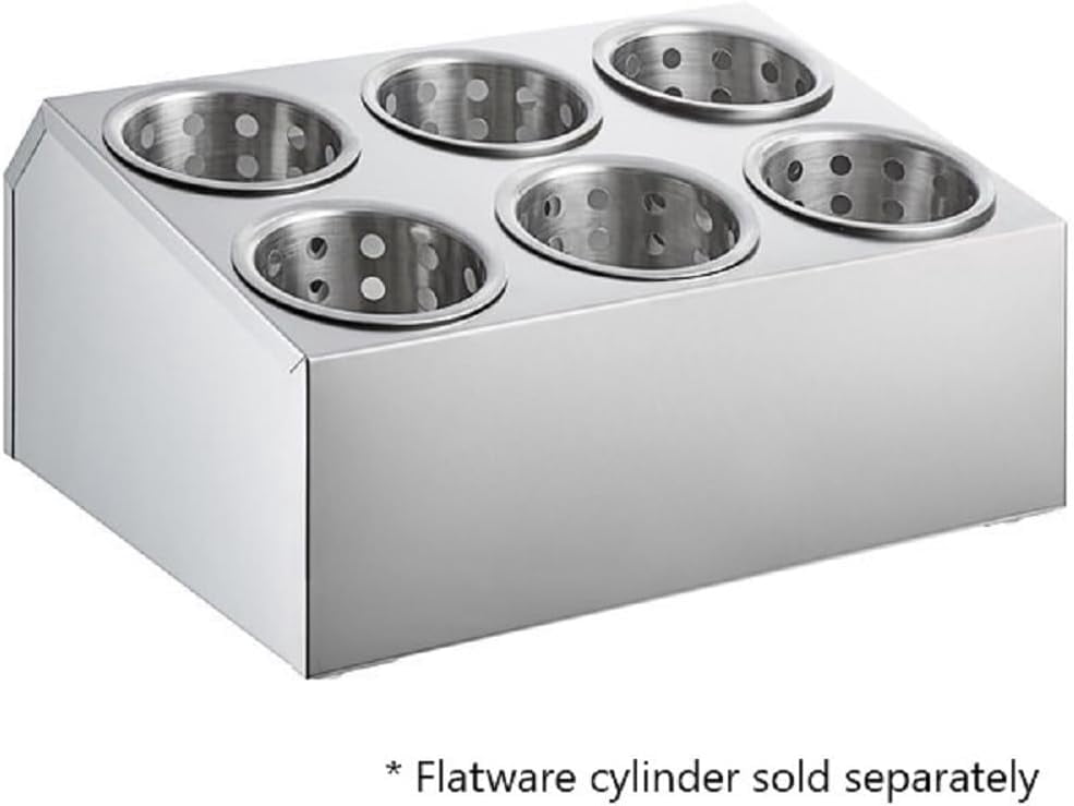 TrueCraftware- 6 Cavities Stainless Steel Flatware Cylinder Holder- Flatware Cutlery Organizer Holder 6 Holes Utensil Flatware Tableware Organizer Silverware Caddy Holder for Kitchen Home Restaurant
