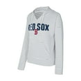 thumbnail image 2 of Women's Concepts Sport White/Gray Boston Red Sox Liftoff Striped V-Neck Hoodie, 2 of 3