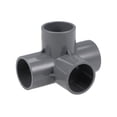 thumbnail image 1 of Conector de tubo de PVC de 4 vías, grado de muebles, accesorios de esquina en tamaño de 1 pulgada, color gris, 5 piezas, 1 of 3