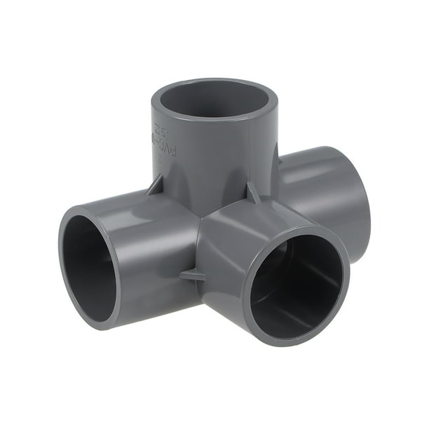 Conector de tubo de PVC de 4 vías, grado de muebles, accesorios de esquina en tamaño de 1 pulgada, color gris, 5 piezas