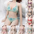 thumbnail image 4 of MYG Femmes Dentelle Fleurs Pousser Soutien-Gorge Transparent String String Bodydoll Lingerie Ensemble, 4 of 8