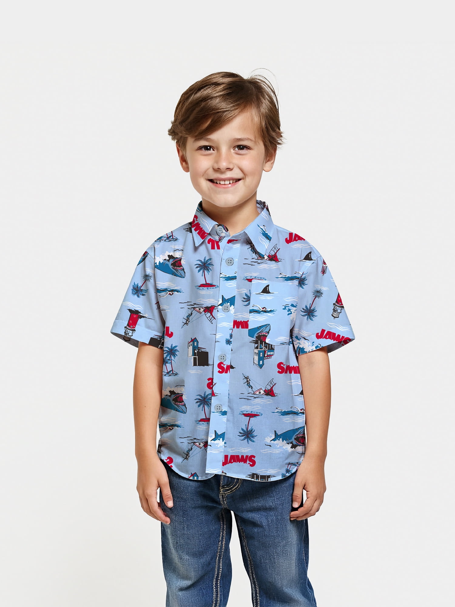 Jaws Boys' Print Button Up Shirt, Sizes 4-18