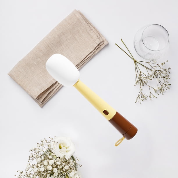 Cepillo de copa aislante de mango largo | Esponja Herramienta de limpieza para botellas, tazas, vasos | Cerdas blandas de grado alimenticio | Empuñadura ergonómica de plástico antideslizante |