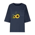 thumbnail image 3 of Birdeem Chemise Imitation Coton et Lin pour Femmes Manches 3/4 Col Rond T-Shirt Ample Décontracté Léger et à la Mode Haut d'Été, 3 of 10