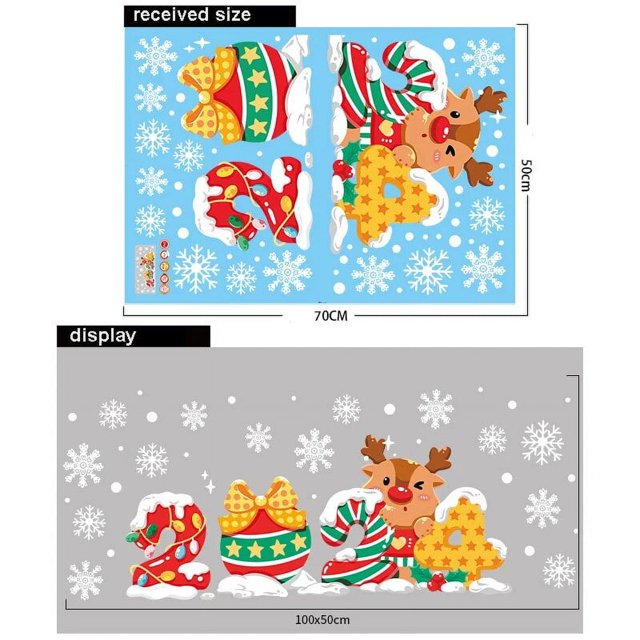 Pegatina de decoración de Feliz Navidad para ventana, Bola de oro, copo de nieve, calcomanías de pared, suministro para fiesta y Festival, 2024