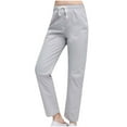 thumbnail image 3 of pstuiky Trousers, Women Solid Color Mid Waist Relaxed Fit Comfy Oversized Autumn Pants Wide Leg Pants Gift for Women Up to 65% off Gray S, 3 of 4