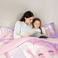thumbnail image 5 of jejeloiu Cute Toy Bear Twin Comforter Sets,Pink Anime Girls Bedding Set For Princess Reversible 2-Piece, 5 of 8